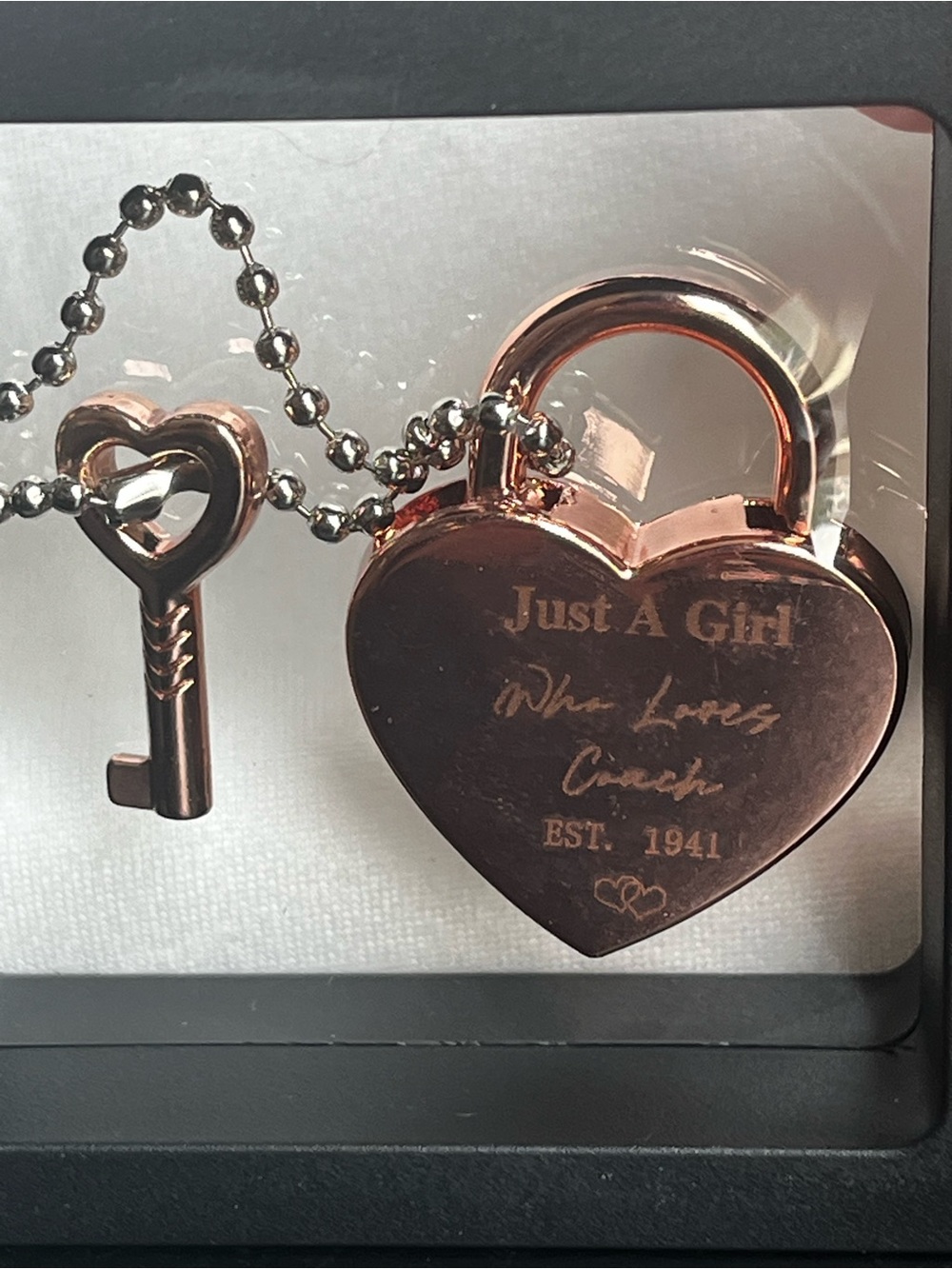 Custom Made Lock and Key Charm in Rose Gold